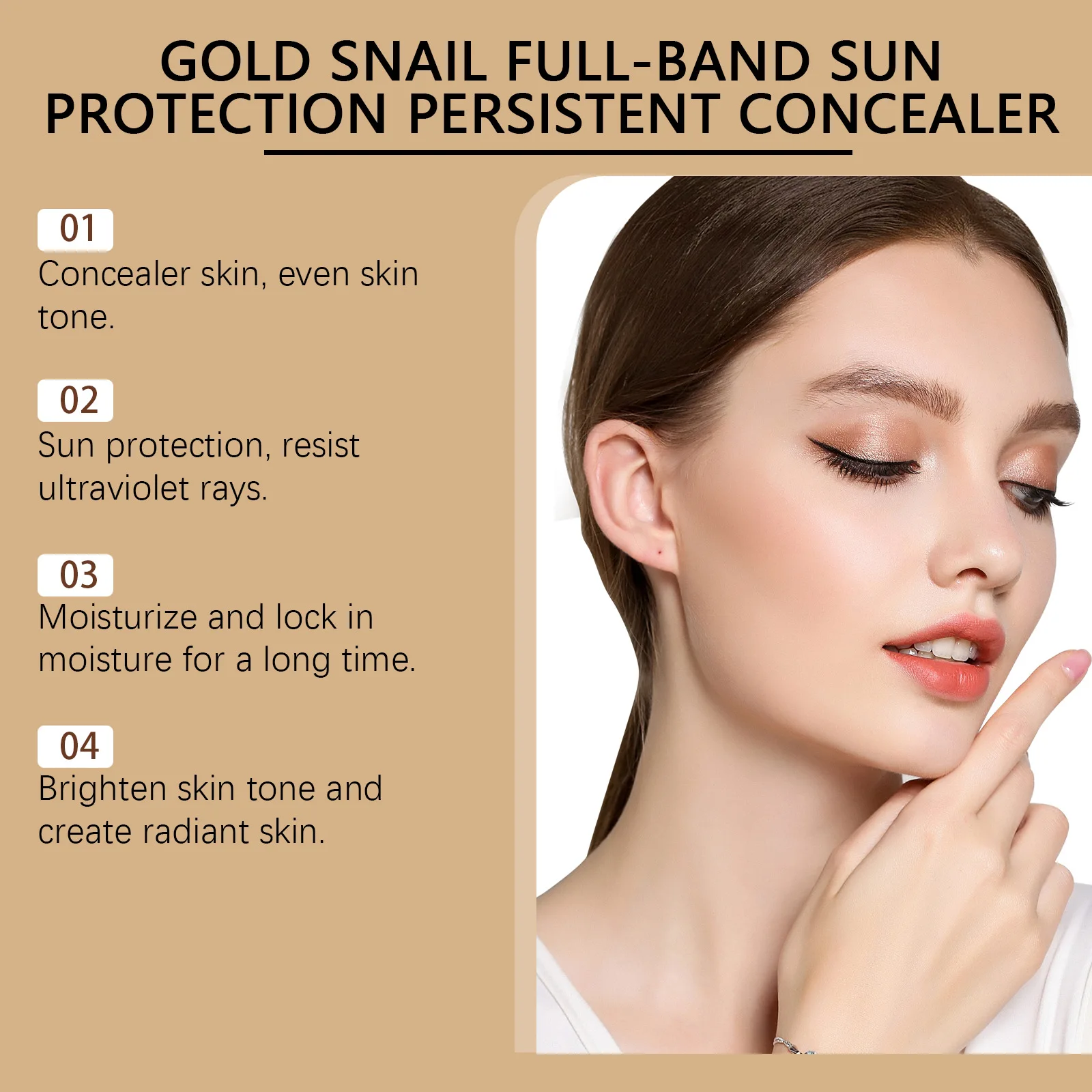 Gold Snail Sunscreen BB Cream SPF 50 Sun Block Makeup Moisturize Face Concealer Long-Lasting Isolation Lotion Concealer Cosmetic - Image 5