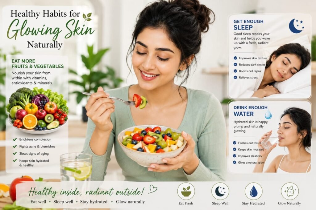 Healthy foods and hydration for healthy skin