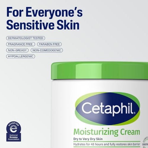 Cetaphil Moisturizing Cream, Face & Body Lotion Dry Sensitive Skin, 20oz | Fragrance-Free, Non-Comedogenic, Non-Greasy, Hydrates Very Dry Sensitive Skin, Dermatologist Recommended, 20 Oz Value Size - Image 2
