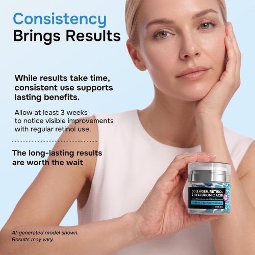 SimplyVital Face Moisturizer Retinol Collagen Hyaluronic Acid Cream 1.7 oz | Anti-Aging, Moisturizer Face Cream for Women & Men, Visibly Firming, Hydrating Neck Care, Day & Night Skin Care, Silky Feel - Image 4