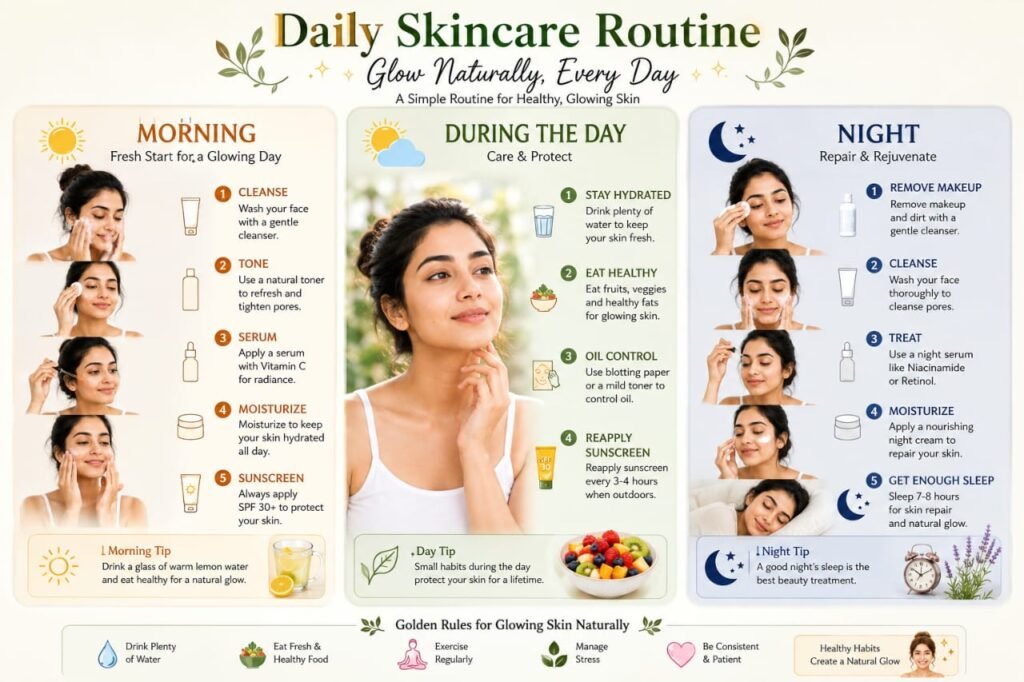 Simple skincare routine for naturally glowing skin