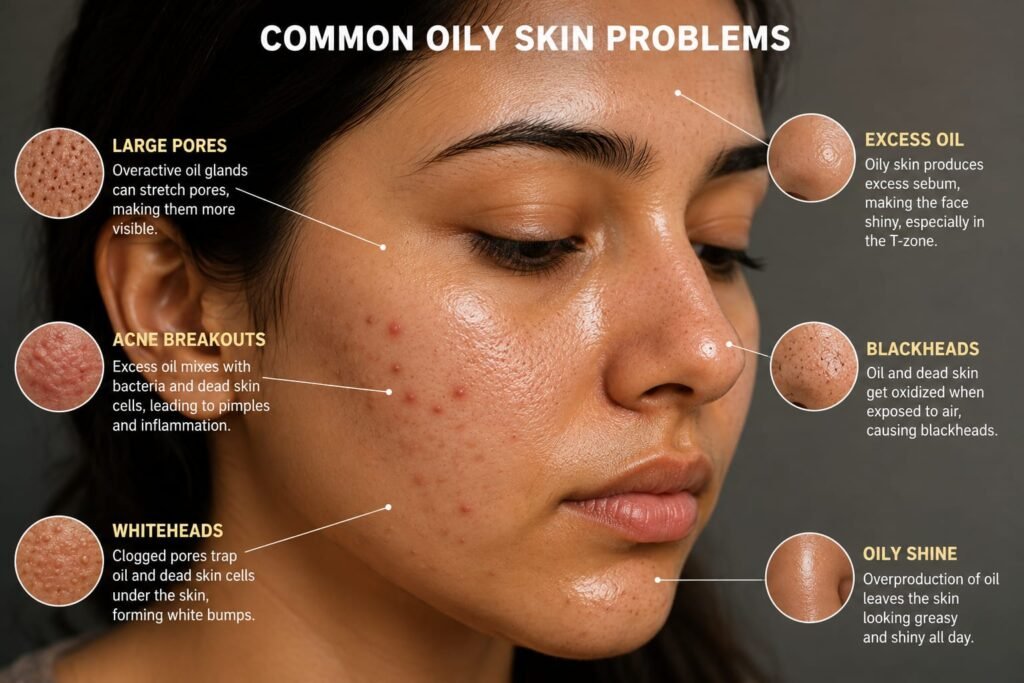 Common oily skin problems in women