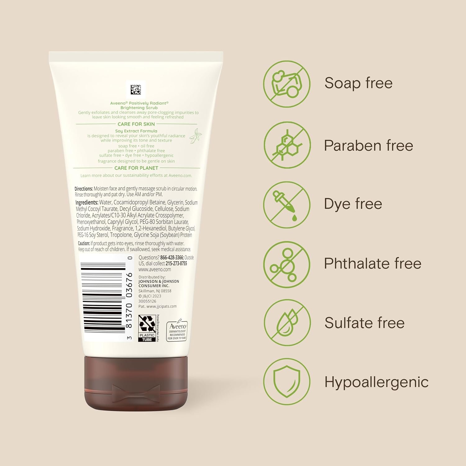 Aveeno Positively Radiant Skin Brightening Daily Face Wash Scrub, 5 oz - Image 3