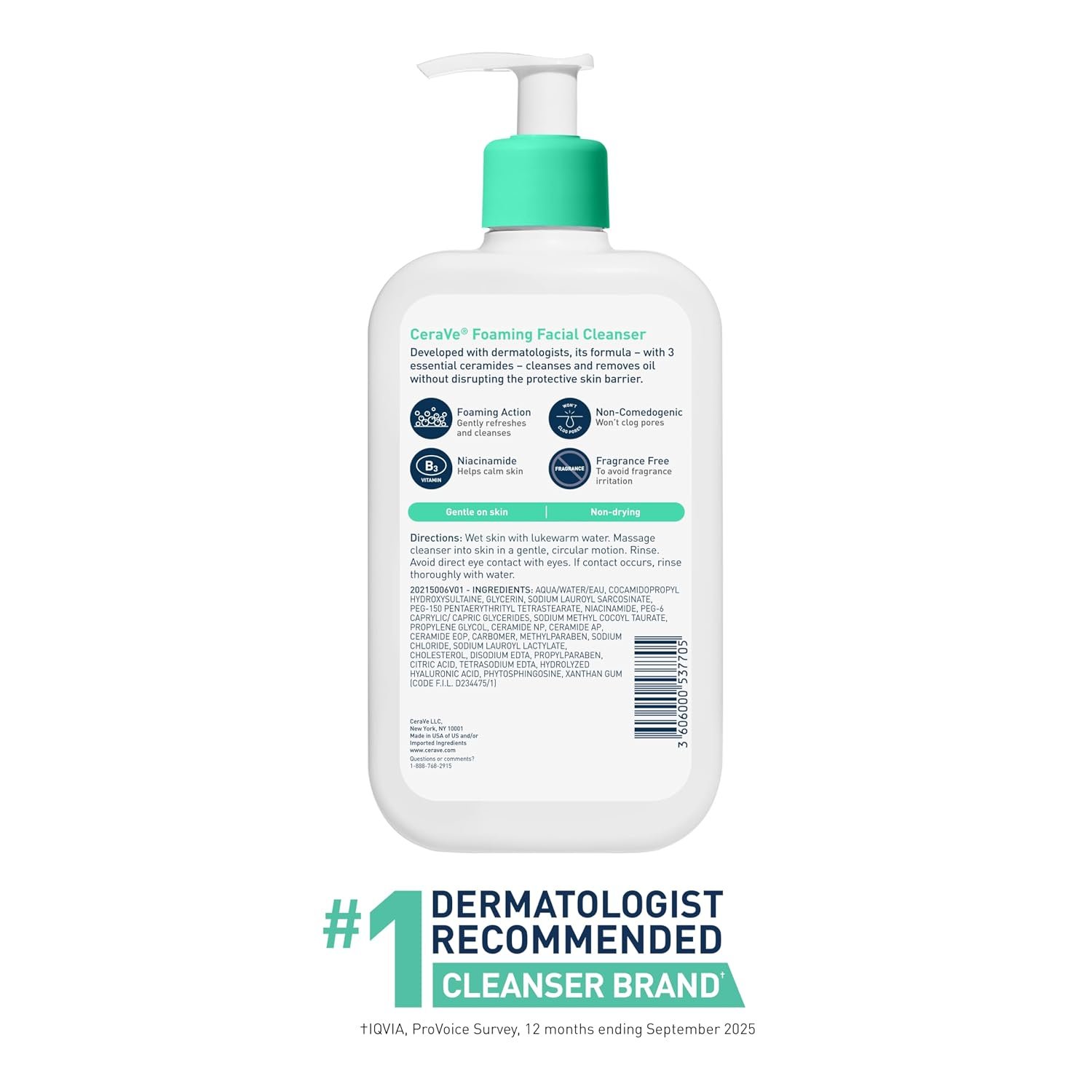 CeraVe Foaming Facial Cleanser, Face Wash for Oily Skin, 16fl oz - Image 2