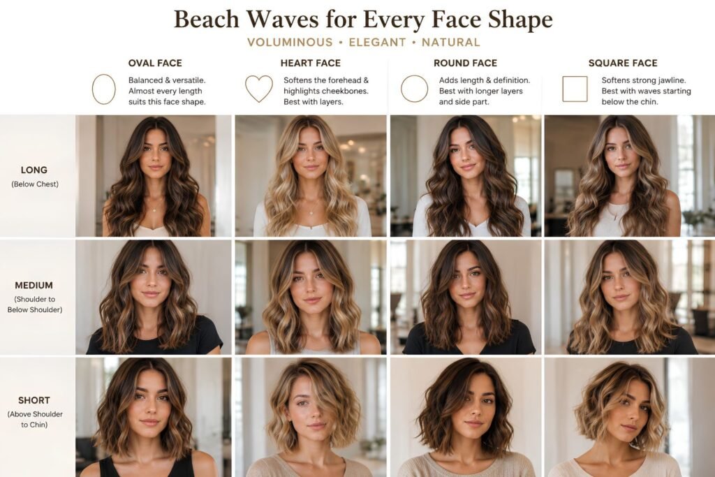Beach waves hairstyle for women with soft natural waves and effortless volume.