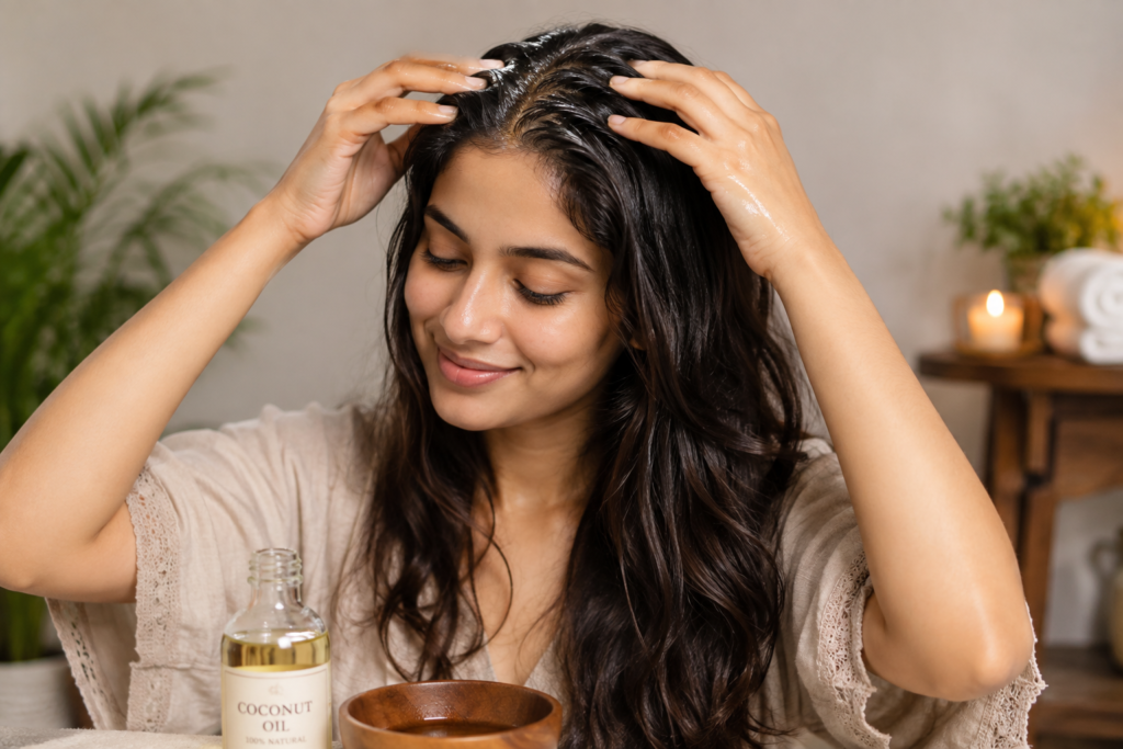 Coconut oil scalp massage